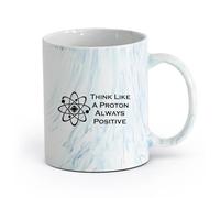 DEBINGY ceramica Tazza da tè e caffè alla moda Pensa come un protone, citazione sempre positiva, scuola di scienze （11oz/320ml） per casa o lavoro Blu marmo