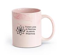 DEBINGY ceramica Tazza da tè e caffè alla moda Pensa come un protone, citazione sempre positiva, scuola di scienze （11oz/320ml） per casa o lavoro Rosa marmo