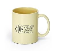DEBINGY ceramica Tazza da tè e caffè alla moda Pensa come un protone, citazione sempre positiva, scuola di scienze （11oz/320ml） per casa o lavoro Beige