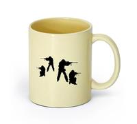 DEBINGY ceramica Tazza da tè e caffè alla moda Ragazzi dell'esercito, quattro sagome di soldati dell'esercito （11oz/320ml） Bar o regalo Beige