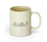 DEBINGY ceramica Tazza da tè e caffè alla moda Ragazzo e ragazza con graffiti sulla costruzione della città （11oz/320ml） per Tè, caffè e bevande calde Giallo chiaro