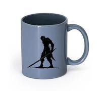 DEBINGY ceramica Tazza da tè e caffè alla moda sagoma goblin razza mitica dal gioco guerriero solo con spada （11oz/320ml） per casa e ufficio Blu grigio