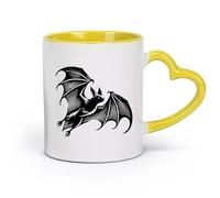 DEBINGY ceramica Tazza da tè e caffè alla moda un pipistrello che vola in aria con le ali spiegate （11oz/320ml） Lavabile in lavastoviglie Giallo