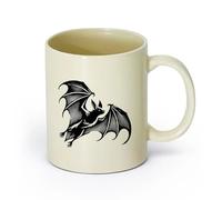 DEBINGY ceramica Tazza da tè e caffè alla moda un pipistrello che vola in aria con le ali spiegate （11oz/320ml） Lavabile in lavastoviglie Giallo chiaro