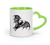DEBINGY ceramica Tazza da tè e caffè alla moda un pipistrello che vola in aria con le ali spiegate （11oz/320ml） Lavabile in lavastoviglie Verde