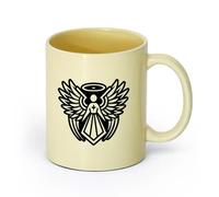 DEBINGY ceramica Tazza da tè e caffè alla moda un'icona in stile glifo del simbolo dell'angelo custode （11oz/320ml） Regalo per uomo o donna Beige
