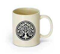 DEBINGY ceramica Tazza da tè e caffè alla moda un'icona in stile glifo raffigurante l'albero della bodhi （11oz/320ml） per tè, cioccolata calda Giallo chiaro