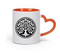 DEBINGY ceramica Tazza da tè e caffè alla moda un'icona in stile glifo raffigurante l'albero della bodhi （11oz/320ml） per tè, cioccolata calda Arancione