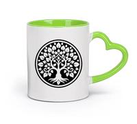 DEBINGY ceramica Tazza da tè e caffè alla moda un'icona in stile glifo raffigurante l'albero della bodhi （11oz/320ml） per tè, cioccolata calda Verde