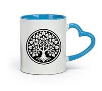 DEBINGY ceramica Tazza da tè e caffè alla moda un'icona in stile glifo raffigurante l'albero della bodhi （11oz/320ml） per tè, cioccolata calda Blu