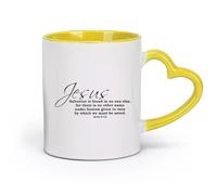 DEBINGY ceramica Tazza da tè e caffè alla moda Versetto della Bibbia cristiana Atti 4:12 Gesù salva gli altri （11oz/320ml） per espresso Giallo