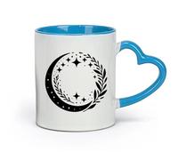 DEBINGY ceramica Tazza da tè Il modello celeste è un modello circolare di una luna crescente, stelle e rami （11oz/320ml） per espresso Blu