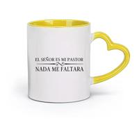 DEBINGY ceramica Tazza da tè Il Signore è il mio pastore Citazioni cristiane spagnole El Enor Es Mi Pastor Nada Me Faltara Citazioni di Dio （11oz/320ml） Ristorante, ufficio Giallo