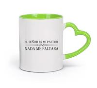 DEBINGY ceramica Tazza da tè Il Signore è il mio pastore Citazioni cristiane spagnole El Enor Es Mi Pastor Nada Me Faltara Citazioni di Dio （11oz/320ml） Ristorante, ufficio Verde