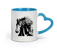 DEBINGY ceramica Tazza da tè in ceramica C'è una bellissima testa di cavallo e uno stallone animale （11oz/320ml） Porcellana fine (ceramica) Blu