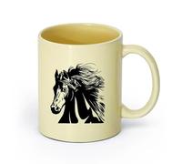 DEBINGY ceramica Tazza da tè in ceramica C'è una bellissima testa di cavallo e uno stallone animale （11oz/320ml） Porcellana fine (ceramica) Beige