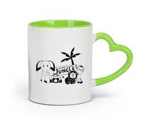 DEBINGY ceramica Tazza da tè latte in porcellana Benvenuti nella giungla - Citazioni per bambini （11oz/320ml） per bevande calde, latte macchiato, cappuccino Verde