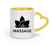 DEBINGY ceramica Tazza da tè latte in porcellana Massaggi Spa Relax Terapia Salone di Bellezza （11oz/320ml） Perfetto per cucine, ristoranti e bar, ottima idea regalo Giallo