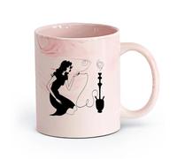DEBINGY ceramica Tazza da tè latte in porcellana Una donna fuma il narghilè in un bar （11oz/320ml） per caffè, zuppa, tè, latte, latte macchiato, cioccolata calda, donna, uomo Rosa marmo