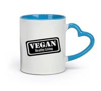 DEBINGY ceramica Tazza da tè o caffè originale Cucina a tema vegetariano Vita sana Parole Mangiare （11oz/320ml） Un bel regalo di Natale Blu