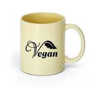 DEBINGY ceramica Tazza da tè o caffè originale Modello Vegetariano Verdure Stile di vita Foglie Sano （11oz/320ml） e bevande calde, espresso Beige