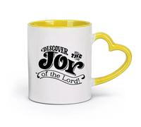 DEBINGY ceramica Tazza da tè o caffè originale Scopri la gioia, l'amore cristiano, i versetti della Bibbia Home （11oz/320ml） per casa e ufficio Giallo