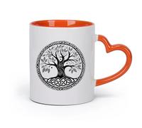 DEBINGY ceramica Tazza da tè o caffè originale un albero della vita celtico in un cerchio con un nodo celtico （11oz/320ml） per espresso Arancione