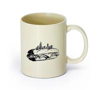 DEBINGY ceramica Tazza da tè sagoma di un imponente skyline cittadino perfettamente bilanciata su un delizioso panino （11oz/320ml） per uomo e donna Giallo chiaro