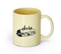 DEBINGY ceramica Tazza da tè sagoma di un imponente skyline cittadino perfettamente bilanciata su un delizioso panino （11oz/320ml） per uomo e donna Beige