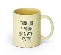 DEBINGY ceramica Tazza in ceramica La scienza pensa come un protone, parole motivazionali sempre positive e incoraggianti （11oz/320ml） Bar o regalo Beige