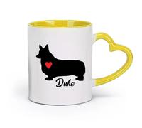 DEBINGY ceramica Tazza in ceramica originale Welsh Corgi con il cane del tuo cane e il cuore rosso （11oz/320ml） per tè, caffè, infuso caldo Giallo