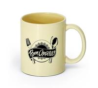 DEBINGY ceramica Tazza in ceramica per caffè, tè e cacao Buon Appetito! Ristorante Cucina （11oz/320ml） per caffè, zuppa, tè, latte, latte macchiato, cioccolata calda, donna, uomo Beige