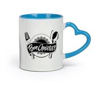 DEBINGY ceramica Tazza in ceramica per caffè, tè e cacao Buon Appetito! Ristorante Cucina （11oz/320ml） per caffè, zuppa, tè, latte, latte macchiato, cioccolata calda, donna, uomo Blu