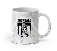 DEBINGY ceramica Tazza in ceramica per caffè, tè e cacao Calcio Ragazza Sport Adolescenza （11oz/320ml） Lavabile in lavastoviglie, adatto al microonde, per ufficio e casa Nero marmo