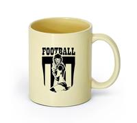 DEBINGY ceramica Tazza in ceramica per caffè, tè e cacao Calcio Ragazza Sport Adolescenza （11oz/320ml） Lavabile in lavastoviglie, adatto al microonde, per ufficio e casa Beige