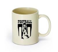 DEBINGY ceramica Tazza in ceramica per caffè, tè e cacao Calcio Ragazza Sport Adolescenza （11oz/320ml） Lavabile in lavastoviglie, adatto al microonde, per ufficio e casa Giallo chiaro