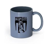 DEBINGY ceramica Tazza in ceramica per caffè, tè e cacao Calcio Ragazza Sport Adolescenza （11oz/320ml） Lavabile in lavastoviglie, adatto al microonde, per ufficio e casa Blu grigio