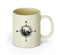 DEBINGY ceramica Tazza in ceramica per caffè, tè e cacao Compass Mountain Jungle Forest Rv Camper Rv4 Truck （11oz/320ml） Un bel regalo di Natale Giallo chiaro