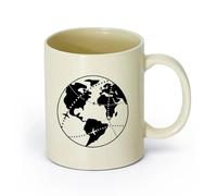 DEBINGY ceramica Tazza in ceramica per caffè, tè e cacao Globo Mappa Pianeta Vita Oceano Terra Universo （11oz/320ml） per caffè, avena, tè, facile da pulire Giallo chiaro