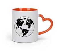 DEBINGY ceramica Tazza in ceramica per caffè, tè e cacao Globo Mappa Pianeta Vita Oceano Terra Universo （11oz/320ml） per caffè, avena, tè, facile da pulire Arancione