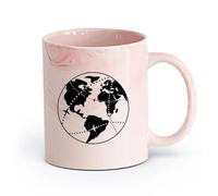 DEBINGY ceramica Tazza in ceramica per caffè, tè e cacao Globo Mappa Pianeta Vita Oceano Terra Universo （11oz/320ml） per caffè, avena, tè, facile da pulire Rosa marmo
