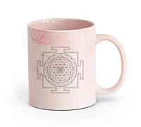 DEBINGY ceramica Tazza in ceramica per caffè, tè e cacao Maestro dei simboli del mandala Yantra （11oz/320ml） Lavabile in lavastoviglie e adatto al microonde Rosa marmo