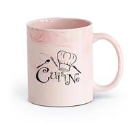 DEBINGY ceramica Tazza in ceramica per caffè, tè e cacao Piastrelle da cucina per chef （11oz/320ml） Lavabile in lavastoviglie, adatto al microonde, per ufficio e casa Rosa marmo