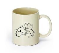 DEBINGY ceramica Tazza in ceramica per caffè, tè e cacao Piastrelle da cucina per chef （11oz/320ml） Lavabile in lavastoviglie, adatto al microonde, per ufficio e casa Giallo chiaro