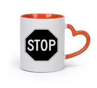 DEBINGY ceramica Tazza in ceramica per caffè, tè e cacao Segnale di stop stradale Parola di stop （11oz/320ml） per bevande calde, latte macchiato, cappuccino Arancione