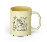 DEBINGY ceramica Tazza in ceramica per caffè, tè e cacao un grazioso disegno di una fata （11oz/320ml） per caffè, zuppa, tè, latte, latte macchiato, cioccolata calda, donna, uomo Beige