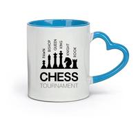 DEBINGY ceramica Tazza in ceramica per caffè, tè e cacao una dinamica ideale dei pezzi degli scacchi （11oz/320ml） per tè, caffè, latte, cappuccino Blu