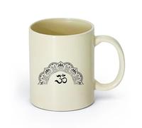 DEBINGY ceramica Tazza in ceramica per casa e ufficio Studio Buddista Mantra Yoga Om （11oz/320ml） Ufficio, casa, bar, lavabile in lavastoviglie e adatto al microonde Giallo chiaro