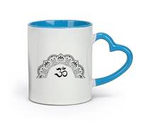 DEBINGY ceramica Tazza in ceramica per casa e ufficio Studio Buddista Mantra Yoga Om （11oz/320ml） Ufficio, casa, bar, lavabile in lavastoviglie e adatto al microonde Blu