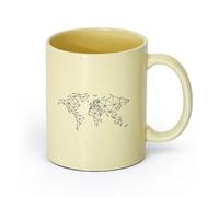 DEBINGY ceramica Tazza in ceramica per casa e ufficio Ufficio della mappa geometrica del mondo （11oz/320ml） Perfetto per cucine, ristoranti e bar, ottima idea regalo Beige